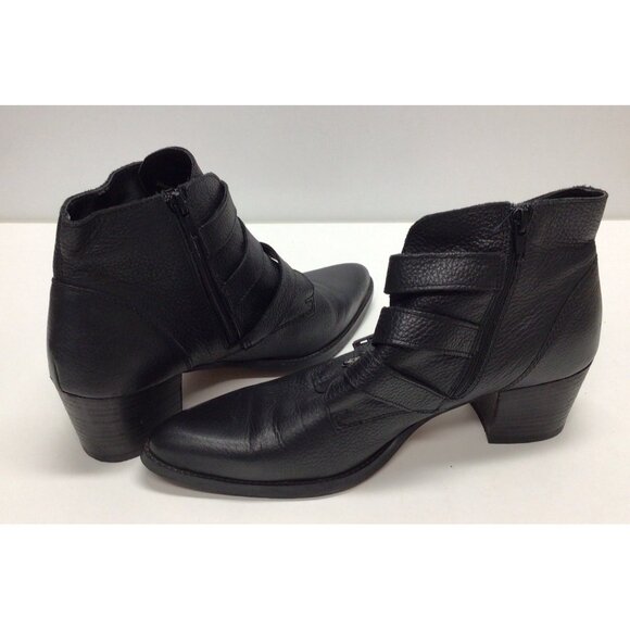 ASOS Black Leather Silver Buckle Boots Booties With Heel Women’s Size 10 - Picture 13 of 16